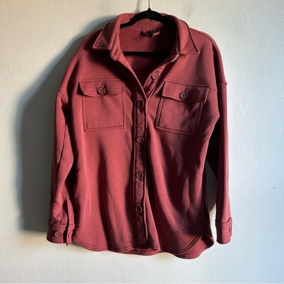 Lazy Pants Sz M Raspberry Shacket - Picture 2 of 10